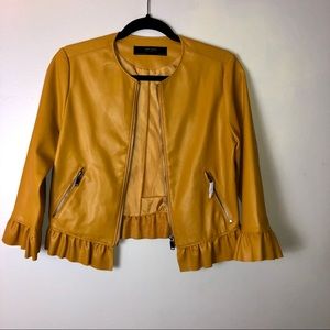 Adorable yellow faux leather Zara jacket